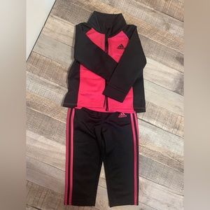 Pink & Black Kids Adidas Athletic Track Suit Size 18 months
